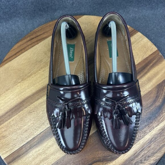 GH Bass & Co Weejuns Mens 10.5 EE Loafers Leather Tassels Burgundy Wine Shoes - Picture 4 of 15